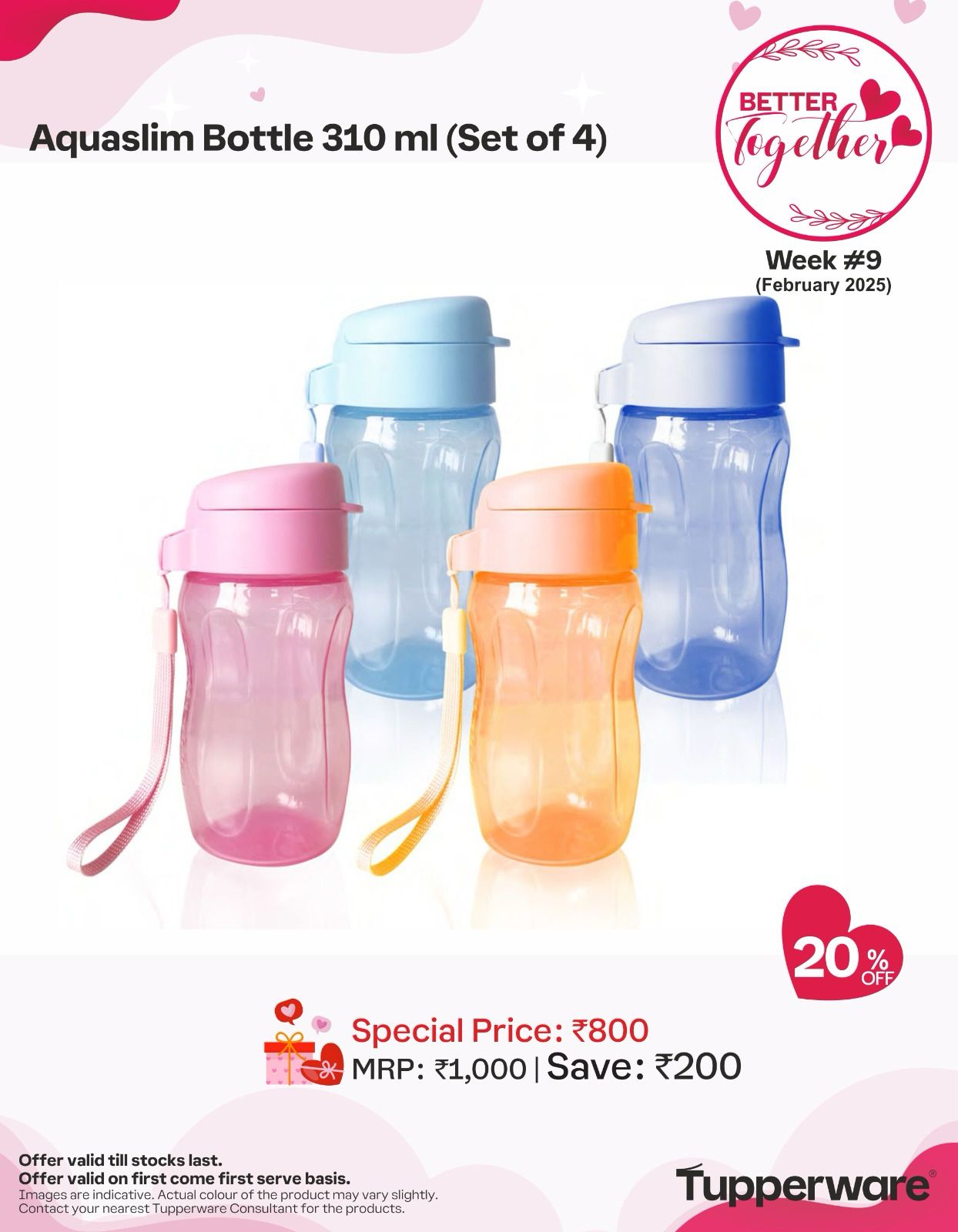 Aquaslim Bottle 310ml (set of 4)